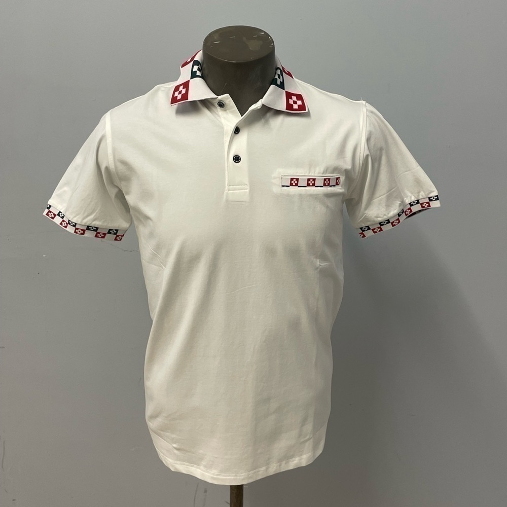 Deniko shirt polo white modern fit 3 button top
